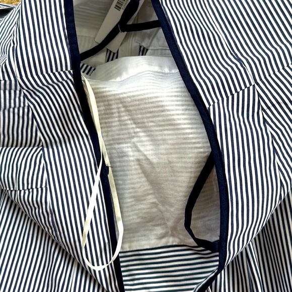 🆕 J. Crew Seersucker Jumpsuit Blue & White. Hand Pockets. Waist Tie. Size 6 - Picture 11 of 13